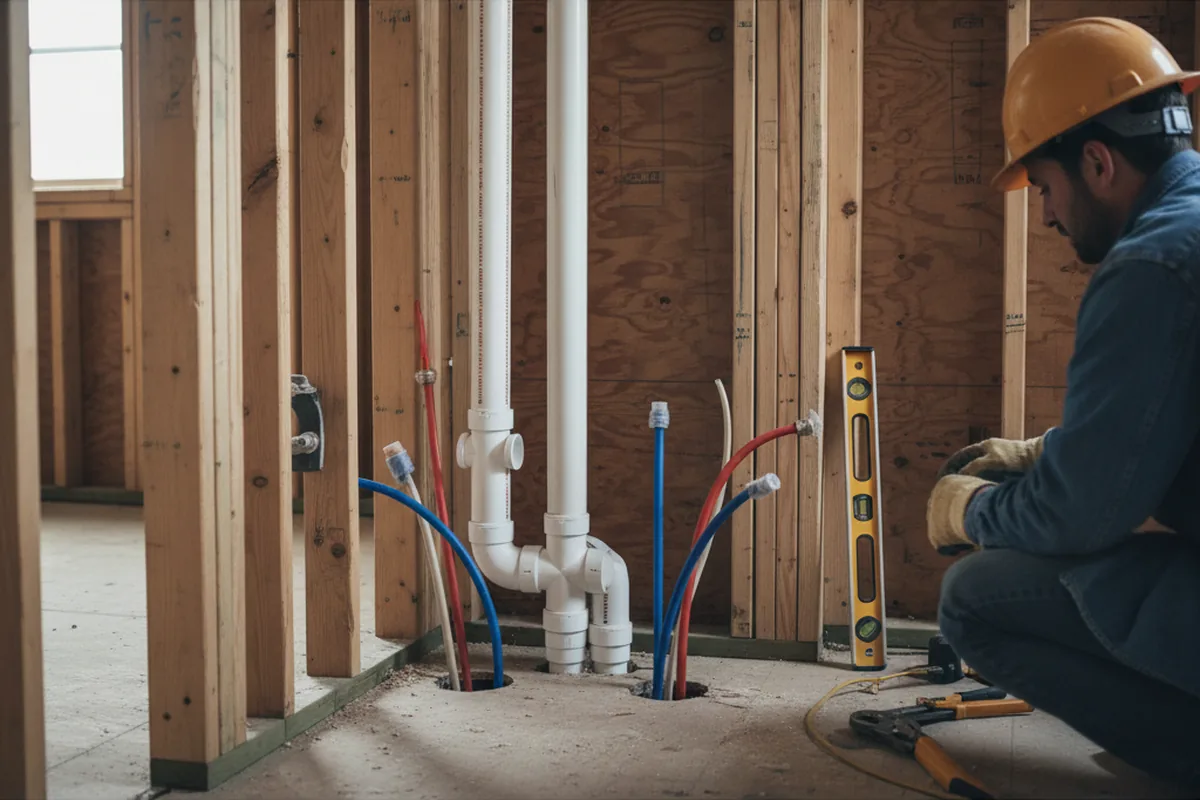 Drain and supply rough-in during Leak Detection in Buchtel