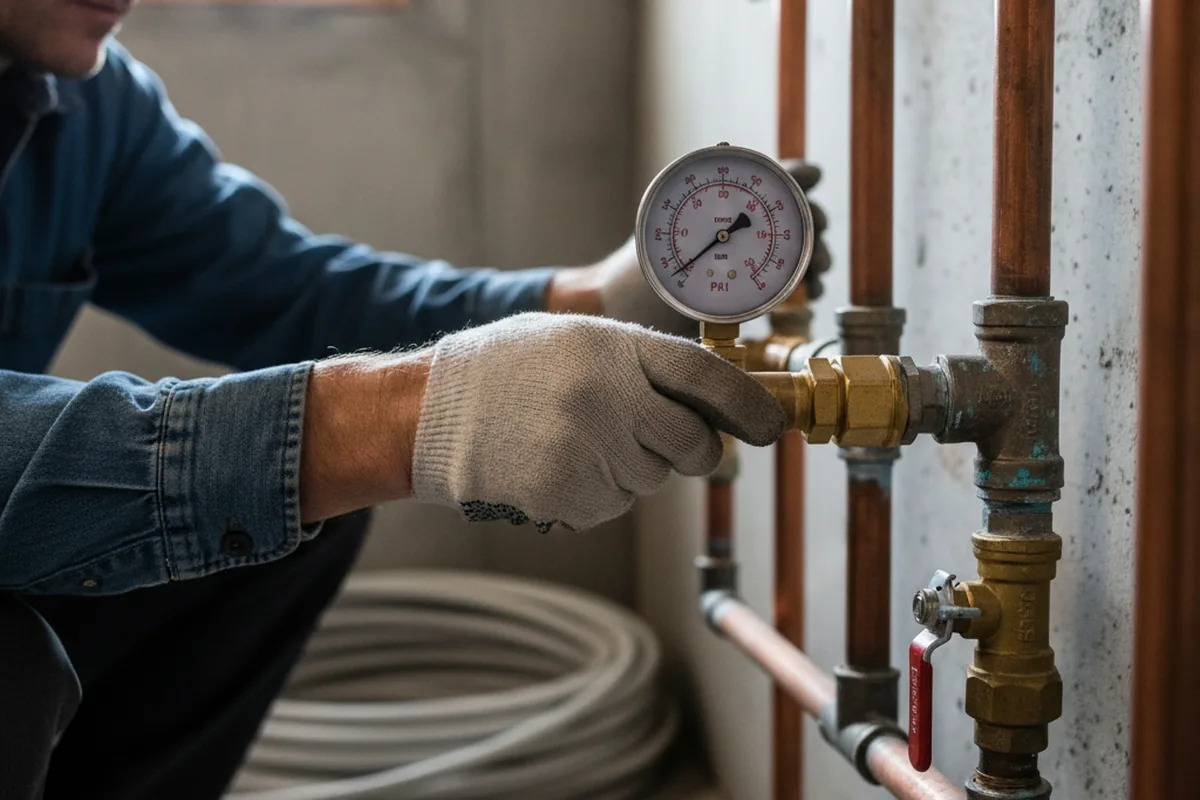 Pressure testing a repaired line during Water Line Repair in Buchtel